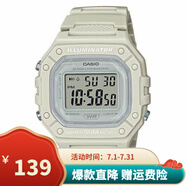卡西歐（CASIO）男表小方塊電子表 運動手表學生手表 多功能防水男士手表 方塊奶油白W-218HC-8A