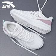 安踏（ANTA）女鞋運動鞋女夏季網(wǎng)面跑步鞋女跳繩體測慢跑鞋軟底休閑旅游鞋子女 象牙白/香芋紫 【網(wǎng)面透氣】 38 官方正品 假一賠十