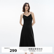 伊芙麗（eifini）伊芙麗分割顯瘦高級感氣質(zhì)百搭吊帶裙2024秋裝新款簡約茶歇裙子 黑色 M 106-118斤