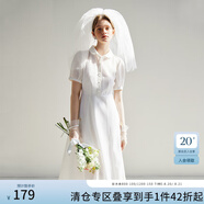 范思藍(lán)恩法式減齡初戀小白裙女夏2024新款領(lǐng)證連衣裙子24FS12056 白色 XS