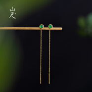 胖東來品質(zhì)翡翠耳線冰種耳墜綠色國風流蘇純銀耳環(huán)女新中式古風玄 【天l然A貨翡翠】碧澗耳線
