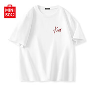 名創(chuàng)優(yōu)品（MINISO）純棉t恤男夏季2025新款衣服青少年親膚透氣時(shí)尚寬松大碼冰感短袖 白色(m神奇法棍胸標(biāo)) XL 180 (不起球不掉色)