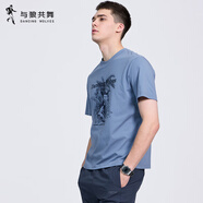 與狼共舞（DANCING WOLVES）【冰涼感】與狼共舞7A短袖T恤男2025夏季新款淺藍(lán)圓領(lǐng)上衣 淺藍(lán)113 S 16584A
