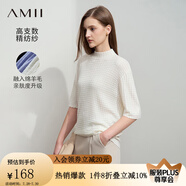 AMII2025春極簡新款半高領(lǐng)純色溫柔風(fēng)蝙蝠袖中袖套頭針織衫 米白 L