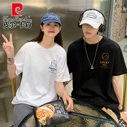 皮爾卡丹領證登記情侶裝套裝短袖t恤女2025新款夏日季不一樣的小眾不撞款 黑色Boy+白色Girl S M =男M+女S