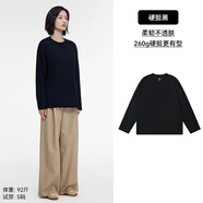棉的美學(xué)230G重磅純棉長(zhǎng)袖t恤男秋季純色簡(jiǎn)約休閑百搭長(zhǎng)袖保暖男女同款 「260g硬挺更有型」硬挺黑 L 「推薦115-130斤」