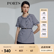 PORTS寶姿 新品女裝上衣SL8N001KCE010 丈青白條紋 M