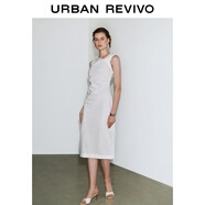 UR2025夏季新款女裝魅力氣質(zhì)褶皺收腰無(wú)袖連衣裙UWG750102 本白 (面料微透) M