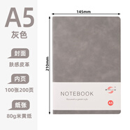 申士（SHEN SHI）A5商務(wù)筆記本子膚感皮面記事本復筆記本日記本軟面抄記事本可定制100張 JD25-100灰色1本