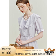 范思藍(lán)恩23FS12518法式甜美連衣裙女夏季新款荷葉邊襯衫裙子 淡霧紫 XS