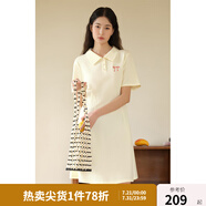 獨(dú)束大碼女裝學(xué)院風(fēng)時尚減齡連衣裙微胖MM夏日休閑隨性顯瘦POLO裙 米杏色 L (尺碼：2)