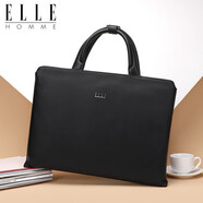 ELLE HOMME 男士商務(wù)公文包時(shí)尚輕薄真皮手提包 橫款潮流簡約牛皮男包EA088204210黑色
