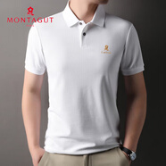 夢特嬌（MONTAGUT）短袖t恤男士2025夏季薄款體恤桑蠶絲半袖上衣休閑商務(wù)Polo衫男裝 白色 M 165