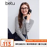 百圖betu女裝冬季新款毛衣半高領(lǐng)氣質(zhì)條紋百搭打底毛衣2410T28 灰條紋 S