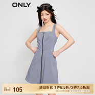 ONLY時(shí)尚百搭短款A字吊帶雪紡連衣裙女|123207028 H31尤琪藍白格 L 170/88A