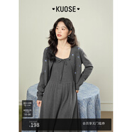 闊色（kuose）針織開(kāi)衫小香風(fēng)連衣裙兩件套裝女新款秋冬毛衣吊帶背心裙 灰色開(kāi)衫8018 S