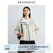 迪賽尼斯（DESIGNICE）2025年春季新款戶外休閑氣質(zhì)通勤寬松長(zhǎng)袖連帽短外套女 米色 S