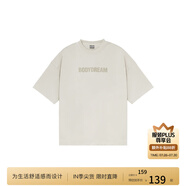 BODYDREAM索羅娜涼感短袖男夏季重磅破洞情侶裝t恤五分袖休閑上衣 米色 （破洞版） 2XL