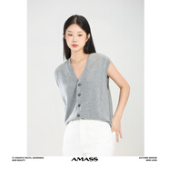 阿瑪施（AMASS）女裝T恤新款上衣秋冬簡約風(fēng)純色無袖毛衣針織衫時尚百搭5499269 灰色 * S (2碼)