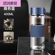 卡西菲kaxifei鋼化玻璃杯防摔防爆喝泡茶水杯男高硼硅父親節(jié)禮物單層2025新款子 [真摔不爛]藍(lán)400ML-送茶隔+防燙