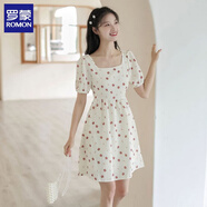 羅蒙（ROMON）小清新碎花連衣裙女夏季新款法式溫柔風(fēng)設(shè)計(jì)感小個(gè)子初戀奶甜裙子 白色 L 107-117斤