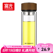 富光男女士雙層玻璃杯 高硼硅玻璃304茶隔水杯子 帶茶隔泡茶杯320ml