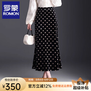 羅蒙（ROMON）高端半身裙魚尾裙長裙2025新款高級感休閑裙百搭包臀裙長款秋冬款 波點 M  20【體重90-100斤】