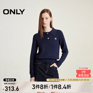 ONLY秋冬含羊毛學(xué)院風(fēng)套頭翻領(lǐng)寬松針織衫女|124313028 E38 中音藍(lán)色 L (170) 88A