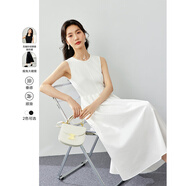 梵希蔓白色法式優(yōu)雅超好看連衣裙女春夏季新款百搭顯瘦圓領(lǐng)無(wú)袖小白裙 S