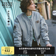 Teenie Weenie小熊秋冬簡(jiǎn)約休閑復(fù)古飛行員夾克棉服棒球服外套女裝 灰色 S (160)