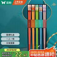 雙槍（Suncha） 筷子家用防霉高檔餐具套裝合金筷一人一色仙卉國(guó)潮禮盒筷5雙