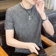 南極人（Nanjiren）高端冰絲冰感短袖t恤男2025新款夏季薄款體恤潮流男裝半袖上衣服 灰色 L 建議110-125斤