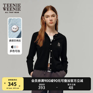 Teenie Weenie小熊針織開衫2025年春夏新款學院風高智感圓領毛衣外套女空調(diào)衫 黑色 XL