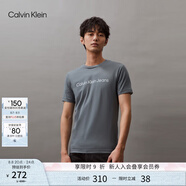 Calvin Klein Jeans夏季男女情侶中性年輕ck多色印花透氣修身短袖T恤J320931 PN6-霧霾藍 2XL （推薦175-190斤）