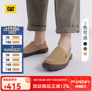 CAT卡特休閑皮鞋男鞋25春新品一腳蹬薄皮輕量舒適干爽通勤鞋船鞋 淺卡其 43