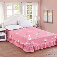 SMVP家紡時(shí)尚新款床裙式床罩花邊床單加厚天絲棉公主風(fēng)1.8m床單件 深紫色芳香醉人粉 250cmx270cm