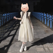 棉致法式氣質(zhì)小飛袖連衣裙女夏季2025新款溫柔風甜美收腰顯瘦長裙子 杏色連衣裙 L 111-120斤