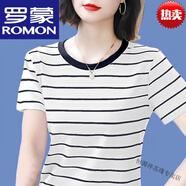 羅蒙2025年新款夏季短袖T恤女裝大碼顯瘦中年媽媽半袖衫寬松遮肚上衣 298~白色+女裝十大品牌 3XL 建議145-160斤