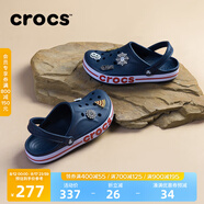 crocs卡駱馳洞洞鞋貝雅卡駱班輕便耐磨一腳蹬休閑鞋|205089 深藍/辣椒紅-4CC 44 (280mm)