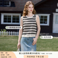 香影流蘇條紋黑色t恤女短袖2025夏裝新款寬松休閑風(fēng)正肩圓領(lǐng)上衣 黑色T85S799  背心款 S 155/80A/85-95斤