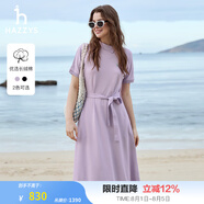 哈吉斯（HAZZYS）女裝 夏款斜領(lǐng)氣質(zhì)時尚女針織連衣裙AQWSE03BF02 淺紫色LA M (160/84A 38)