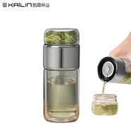 凱霖凱霖茶水分離泡茶杯0369雙層玻璃杯便攜創(chuàng)意過濾防燙水杯420ml