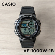 卡西歐（CASIO）手表男CASIO AE1000WD1A鋼帶 世界地圖 防水學(xué)生電子表 AE-1000W-1B黑色灰框白字