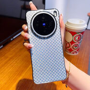 普邁鑫vivox200s手機殼星耀方格vivo X200Ultra保護套電鍍無邊框皮套x20 vivo X200s-無邊框-星耀方格銀 vivo 其他型號
