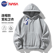 NASA GISS圓領(lǐng)衛衣男純色基礎款上衣情侶款百搭長(cháng)袖T恤 灰色連帽常規 XL 