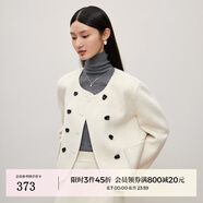 迪賽尼斯（DESIGNICE）羊駝毛短款雙面呢大衣冬季新款羊毛小香風(fēng)深灰毛呢外套女 米白 M