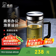 希諾抗菌雙層玻璃杯男家用商務(wù)辦公水杯帶手柄泡茶杯子X(jué)N-9005K 420mL