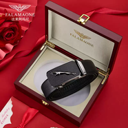 法莎尼亞法萊亞曼尼真皮腰帶男士自動(dòng)扣正品牛皮褲帶男高端奢侈品皮帶新款 PD306槍色實(shí)木禮盒順豐包郵 105cm