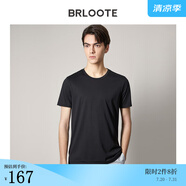 Brloote/巴魯特艾草纖維冰爽T恤柔順親膚舒適吸濕透氣排汗體恤夏裝 黑色 190/108A