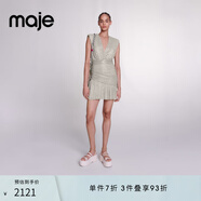 Maje2024春秋款女裝優(yōu)雅亮絲收腰包臀無(wú)袖連衣裙短裙MFPRO03620 銀色 T40